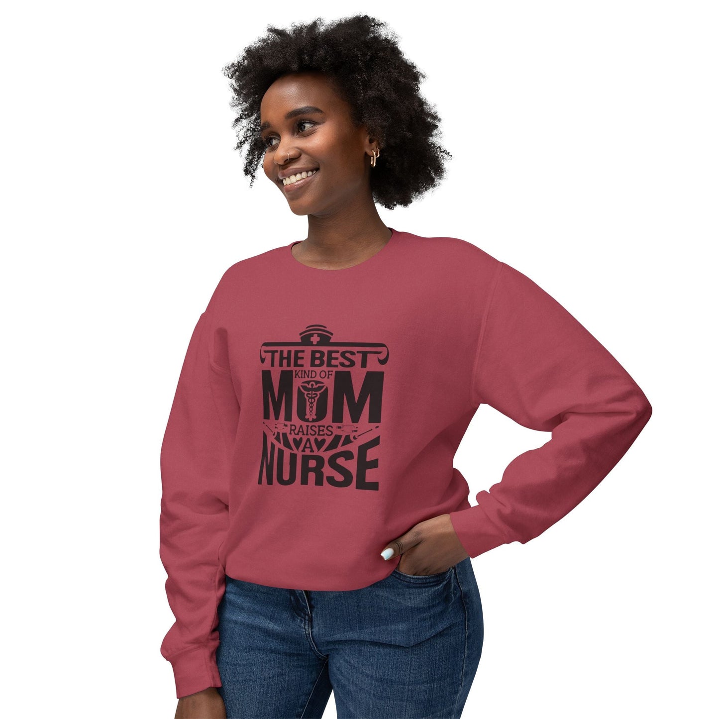 The Best Mom Lightweight Crewneck Sweatshirt Printify
