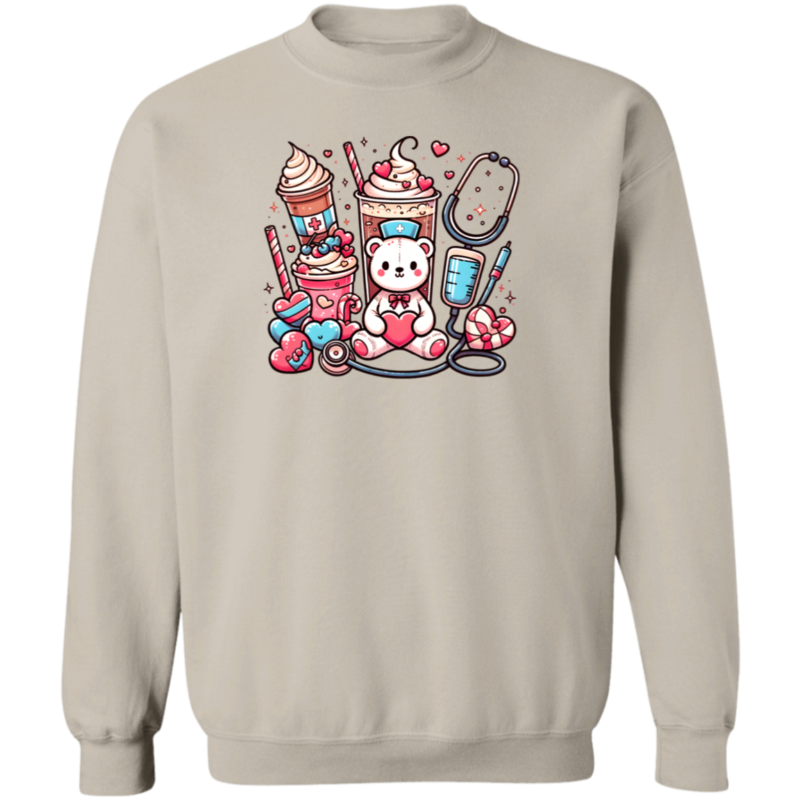 Nurse Teddy Bear Crewneck Pullover Sweatshirt