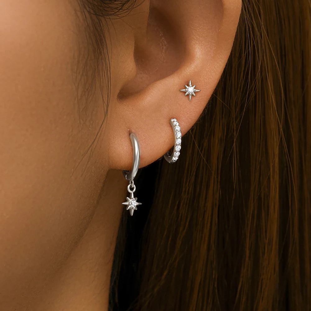 Round Star Drop Earrings