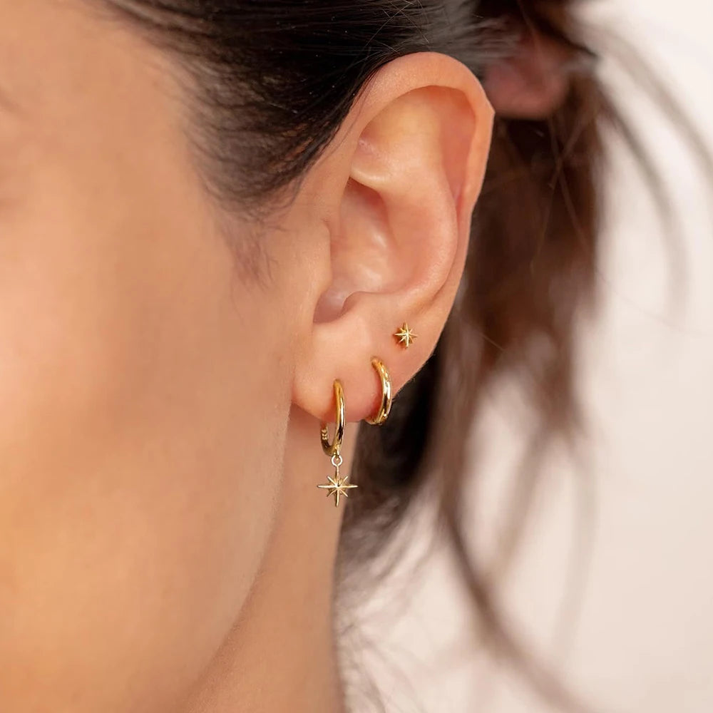 Round Star Drop Earrings