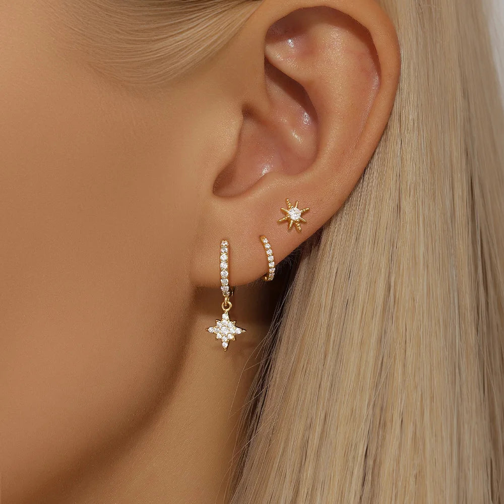 Round Star Drop Earrings
