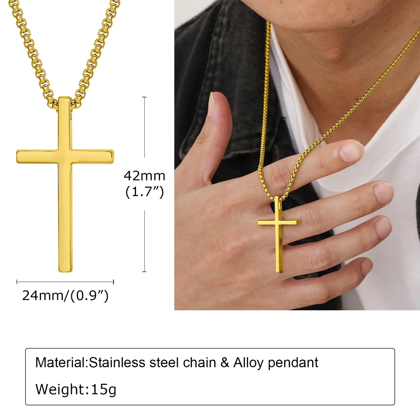 Vnox Cross Necklace for Men