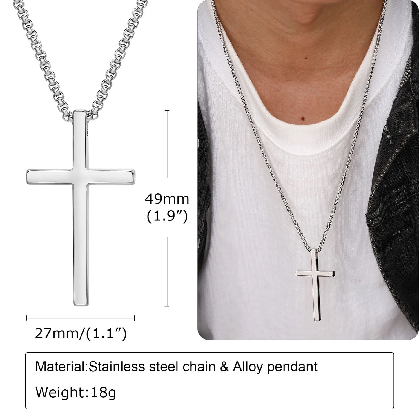 Vnox Cross Necklace for Men