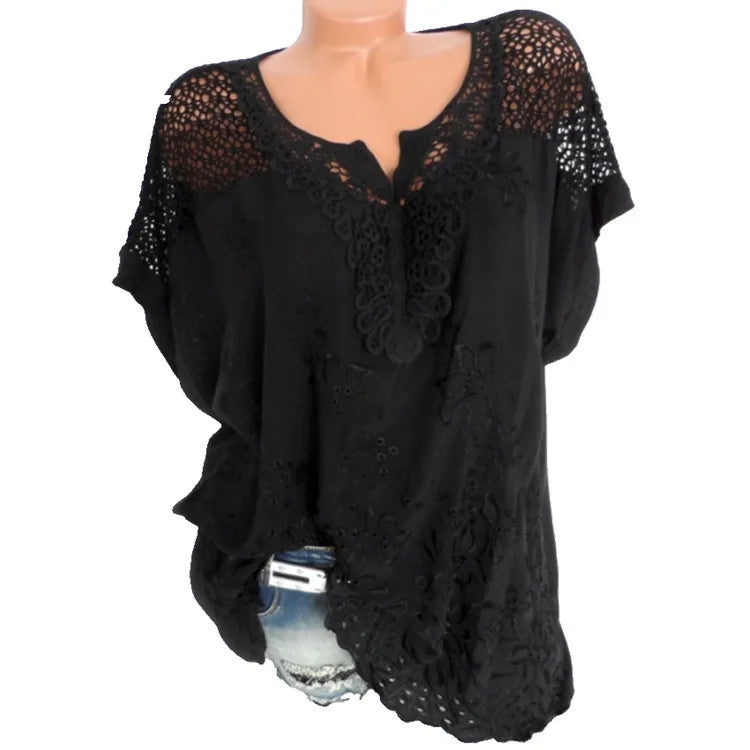 Short-Sleeved Lace Blouses
