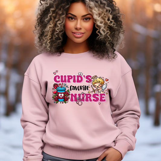 Cupid's Favorite Nurse Crewneck Pullover Sweatshirt