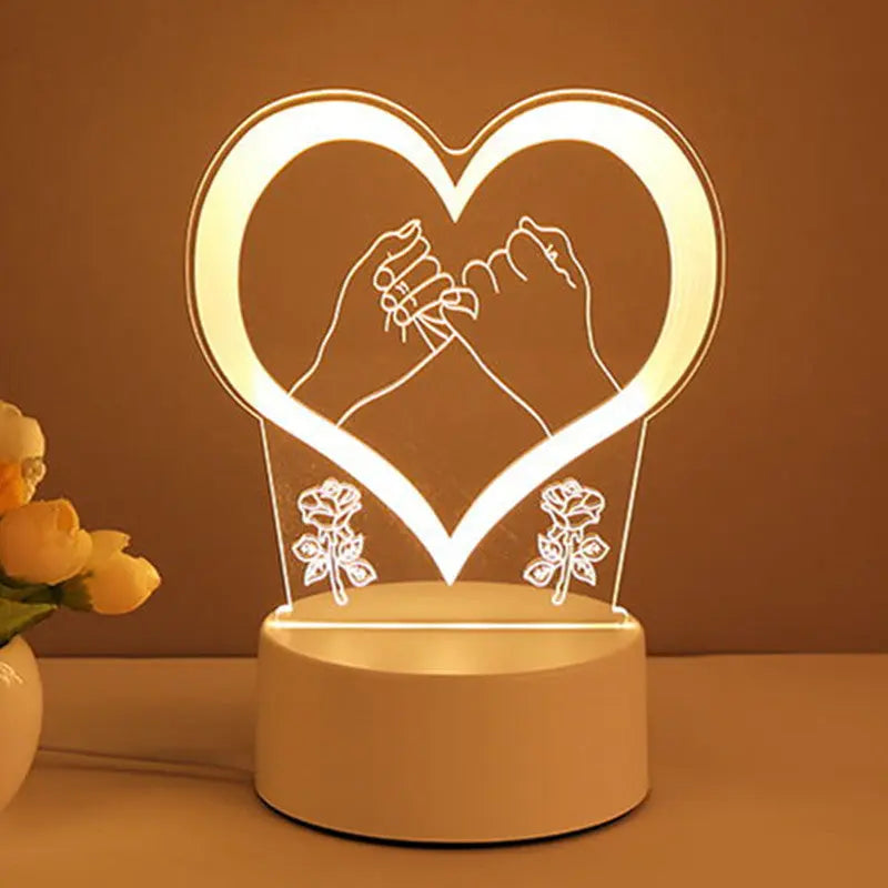 3D Lamp Acrylic USB LED Night Lights Neon Sign Lamp Xmas Home Decorations For Room Decor Valentines Day Gifts Cinda Kay collections