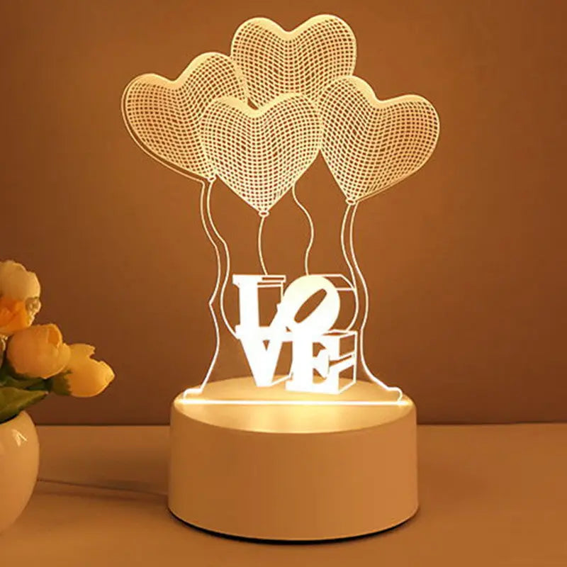 3D Lamp Acrylic USB LED Night Lights Neon Sign Lamp Xmas Home Decorations For Room Decor Valentines Day Gifts Cinda Kay collections