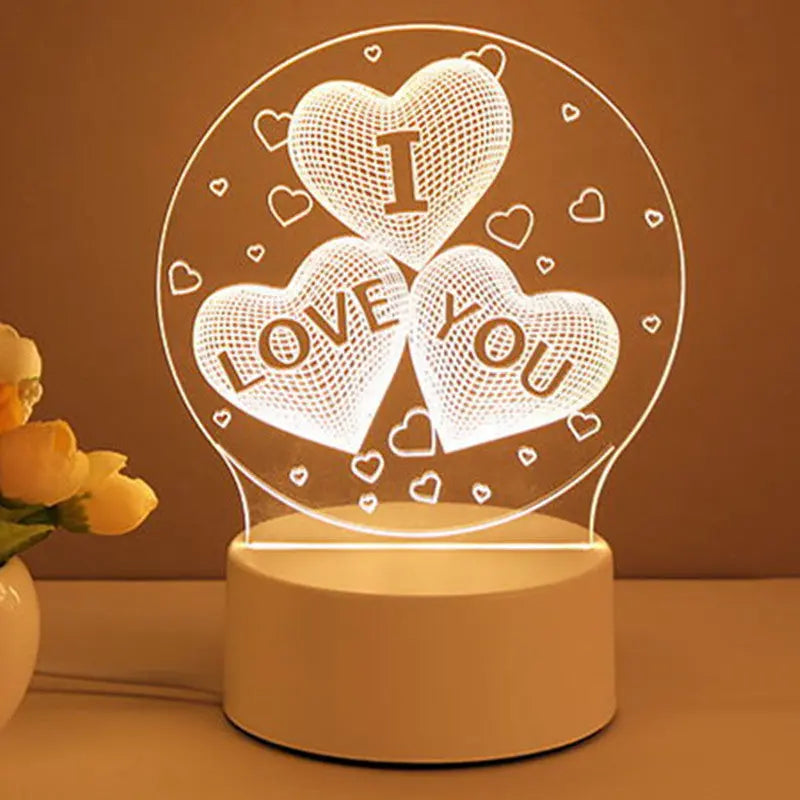 3D Lamp Acrylic USB LED Night Lights Neon Sign Lamp Xmas Home Decorations For Room Decor Valentines Day Gifts Cinda Kay collections