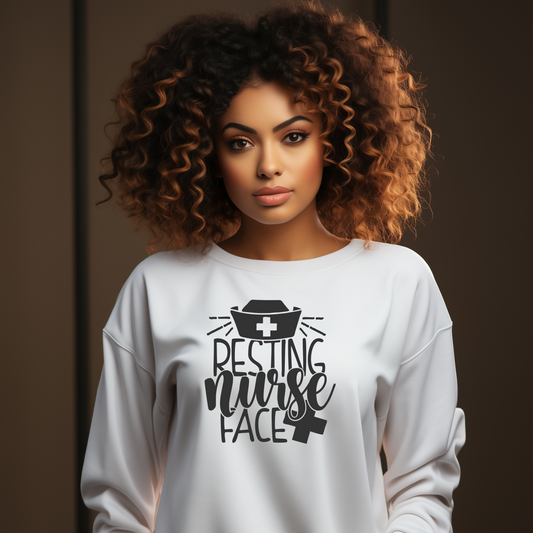 Resting Nurse Face Crewneck Pullover Sweatshirt