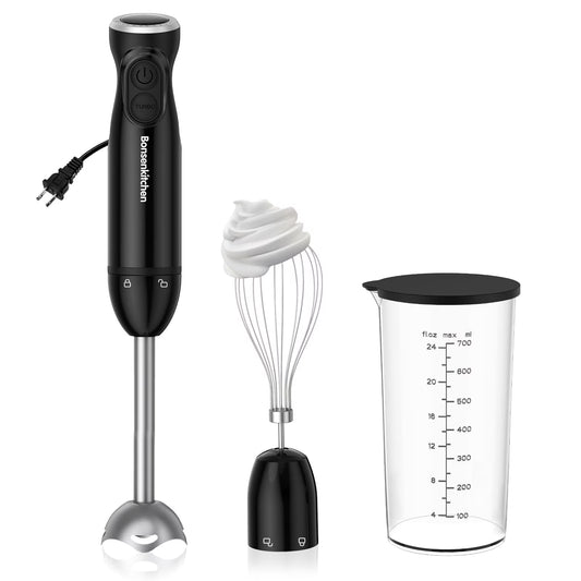 3 in 1 Immersion Blender with Egg Whisk & 700Ml Measuring Cup, 12 Speed Hand Blender
