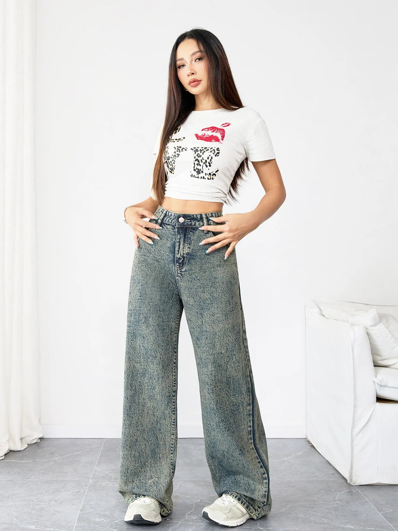 Wide Leg Denim Jeans
