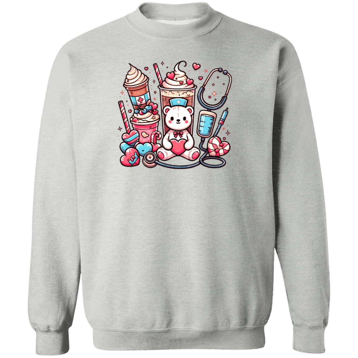 Nurse Teddy Bear Crewneck Pullover Sweatshirt