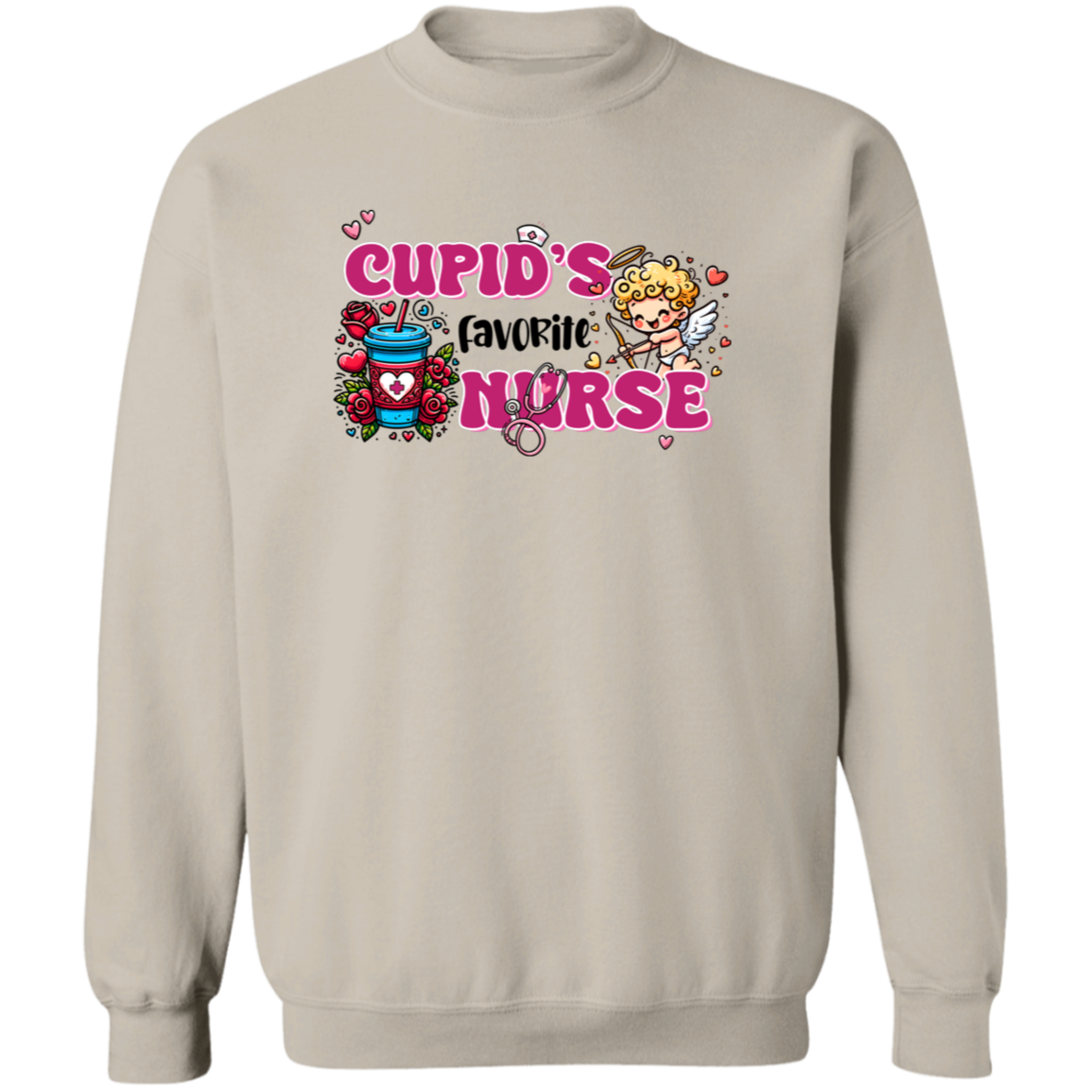 Cupid's Favorite Nurse Crewneck Pullover Sweatshirt