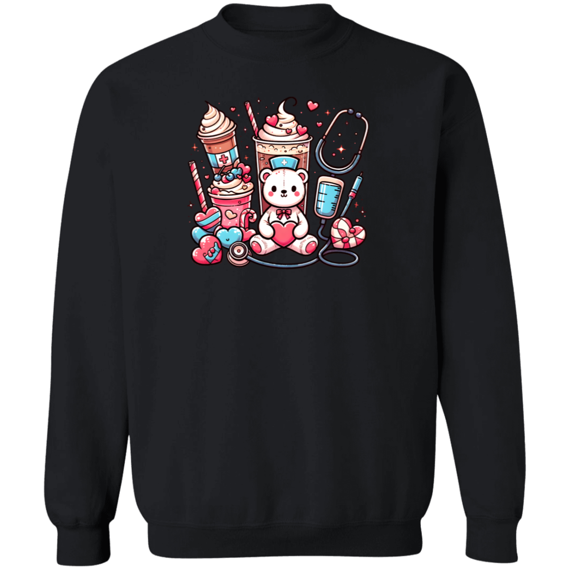 Nurse Teddy Bear Crewneck Pullover Sweatshirt