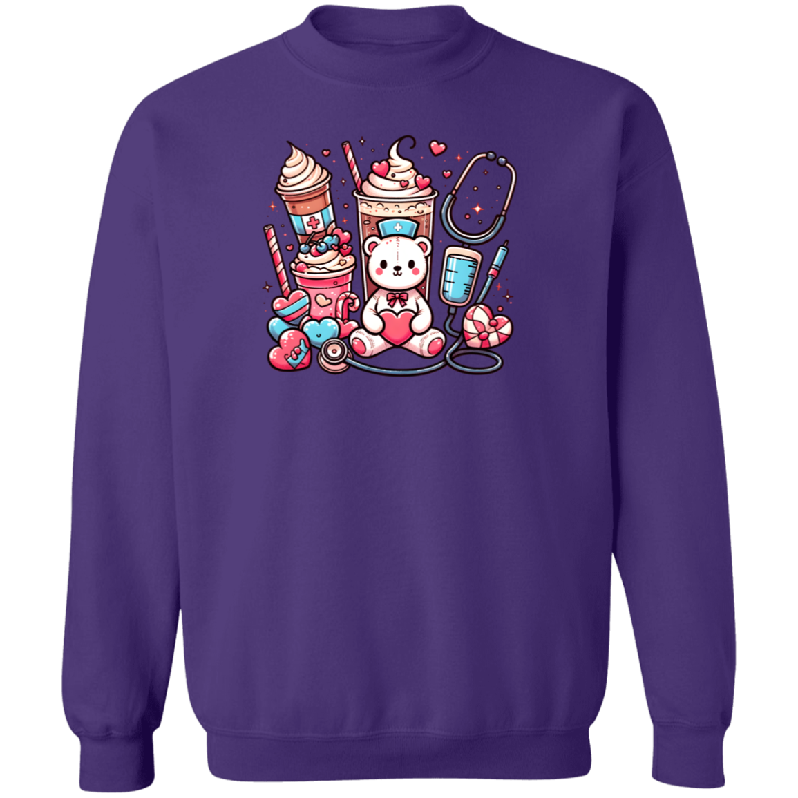 Nurse Teddy Bear Crewneck Pullover Sweatshirt