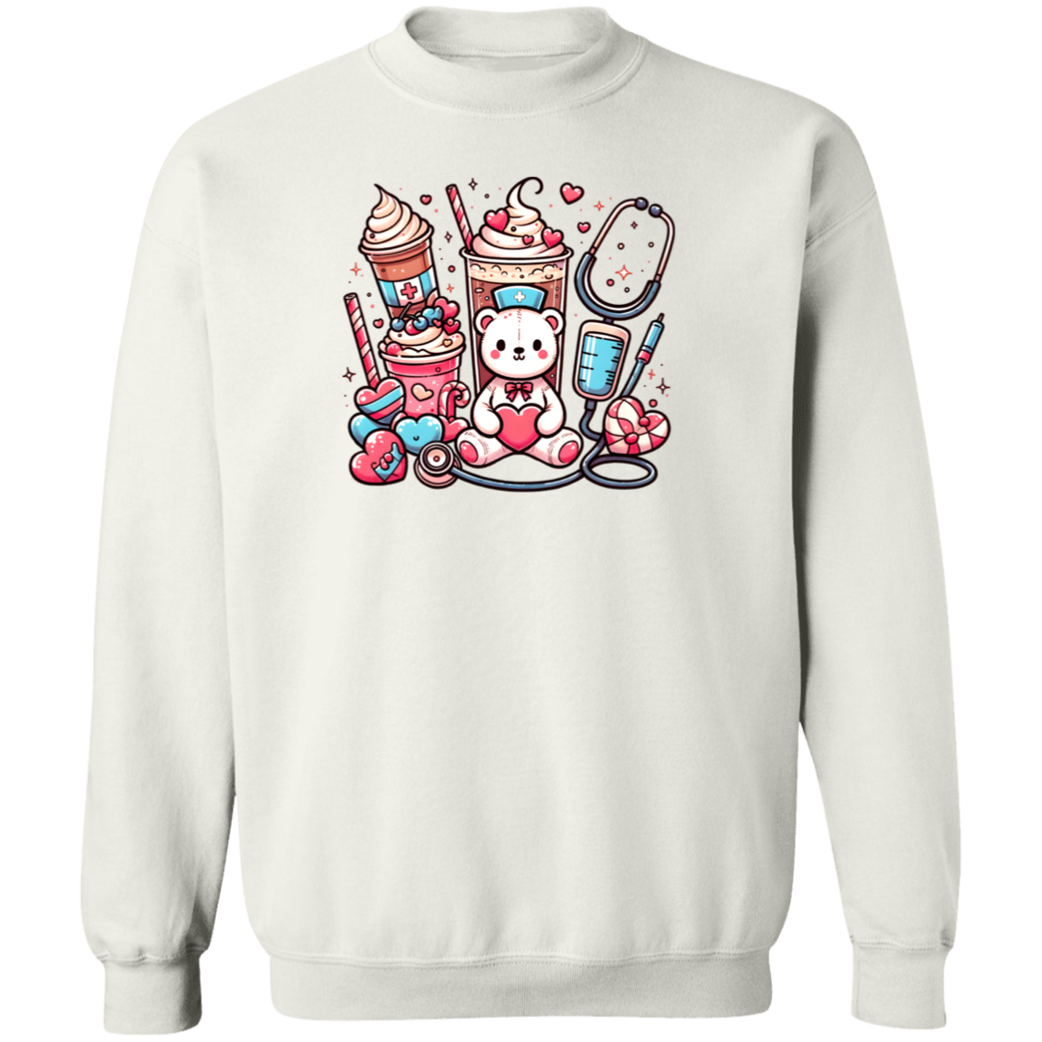 Nurse Teddy Bear Crewneck Pullover Sweatshirt