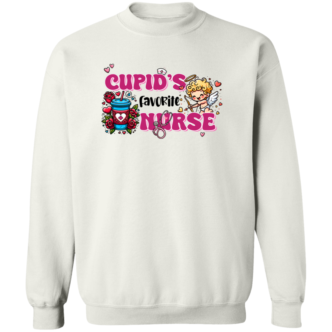 Cupid's Favorite Nurse Crewneck Pullover Sweatshirt