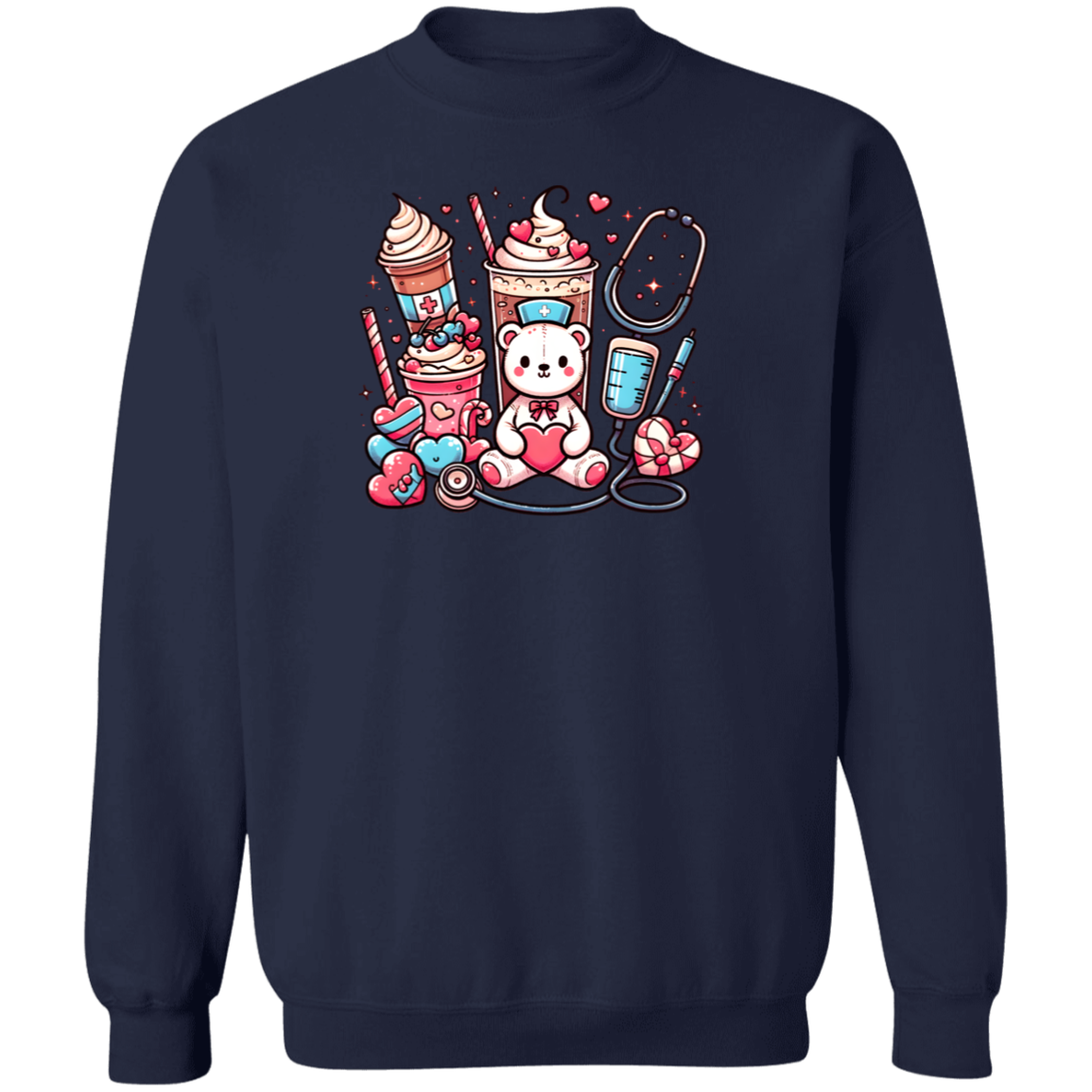 Nurse Teddy Bear Crewneck Pullover Sweatshirt