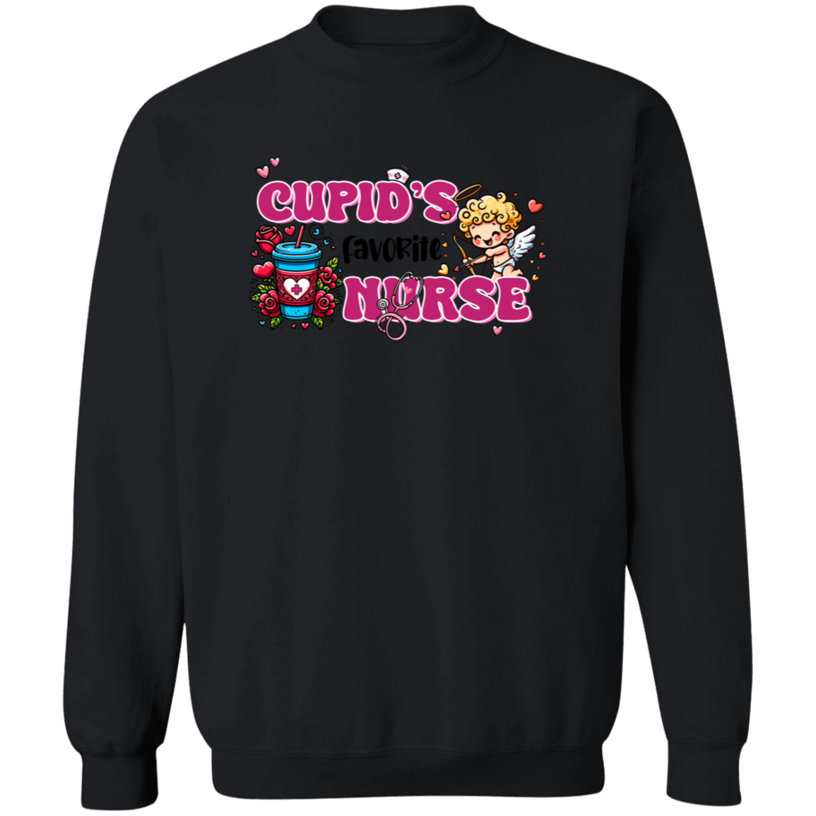 Cupid's Favorite Nurse Crewneck Pullover Sweatshirt