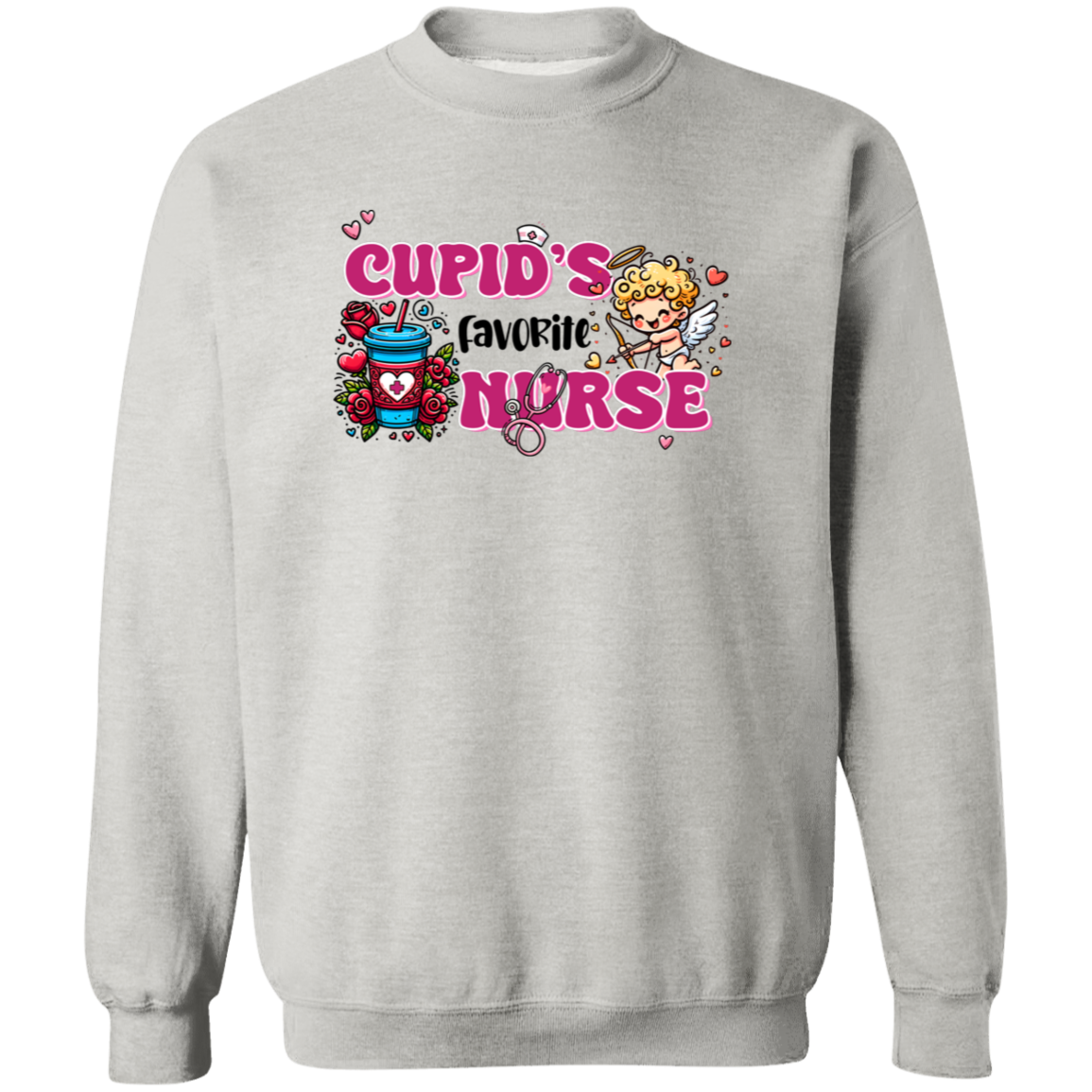 Cupid's Favorite Nurse Crewneck Pullover Sweatshirt