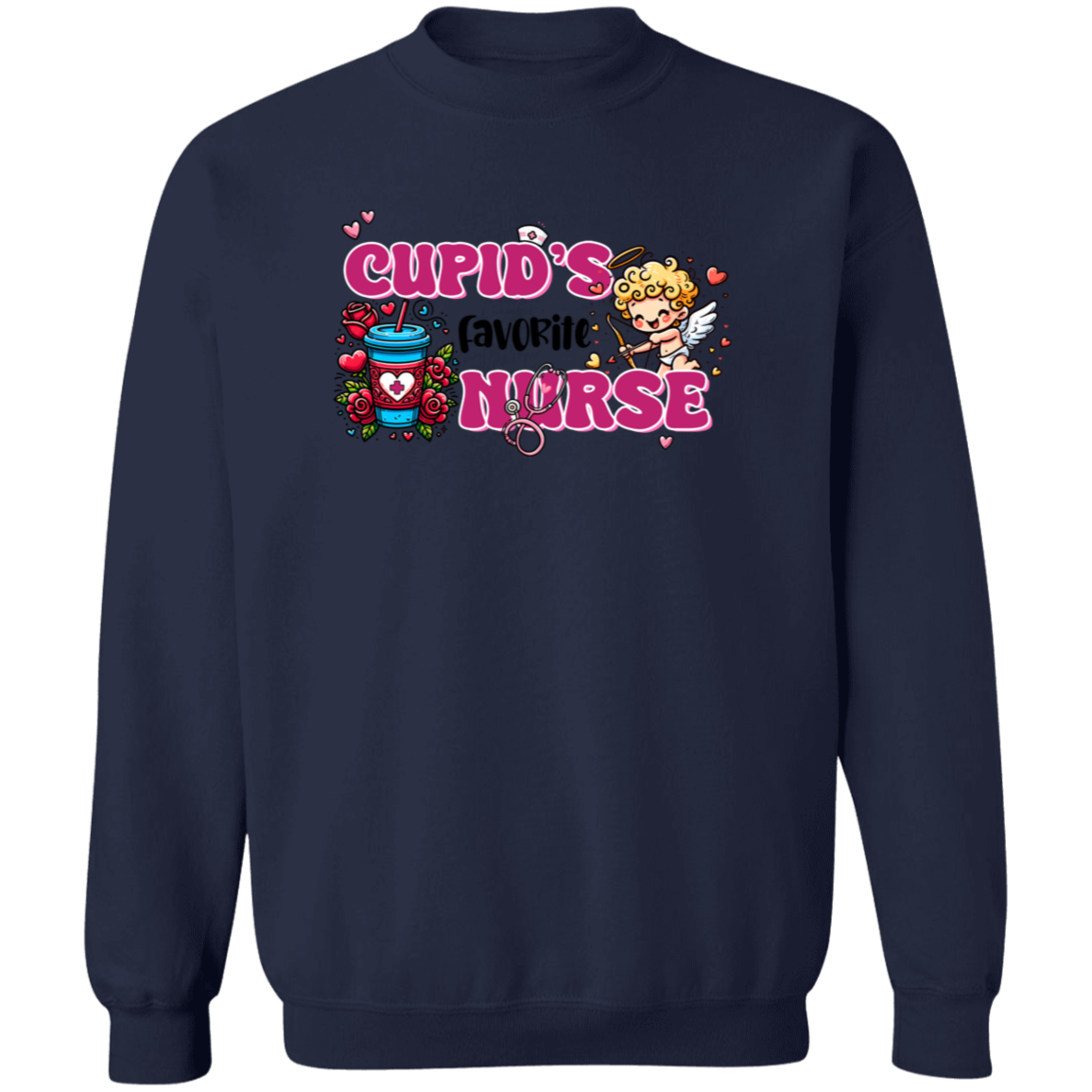 Cupid's Favorite Nurse Crewneck Pullover Sweatshirt