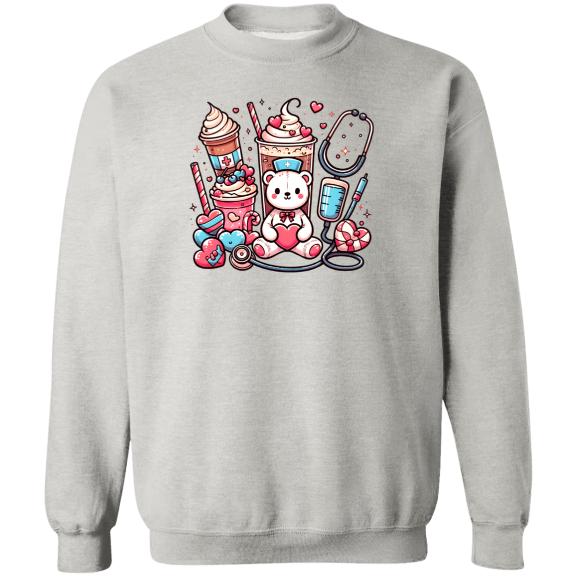 Nurse Teddy Bear Crewneck Pullover Sweatshirt