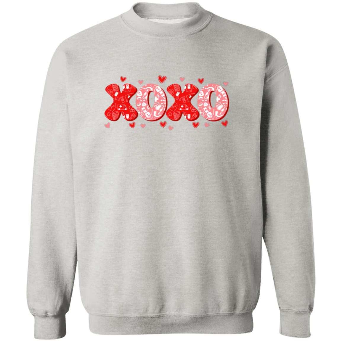 Red and Pink XO Crewneck Pullover Sweatshirt