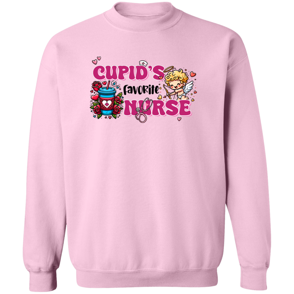 Cupid's Favorite Nurse Crewneck Pullover Sweatshirt