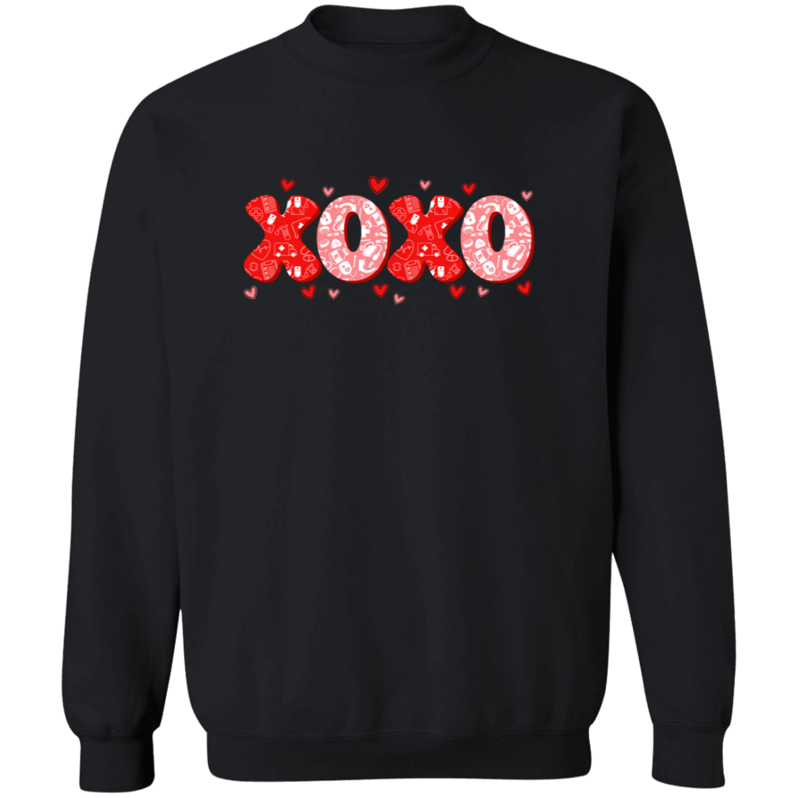 Red and Pink XO Crewneck Pullover Sweatshirt