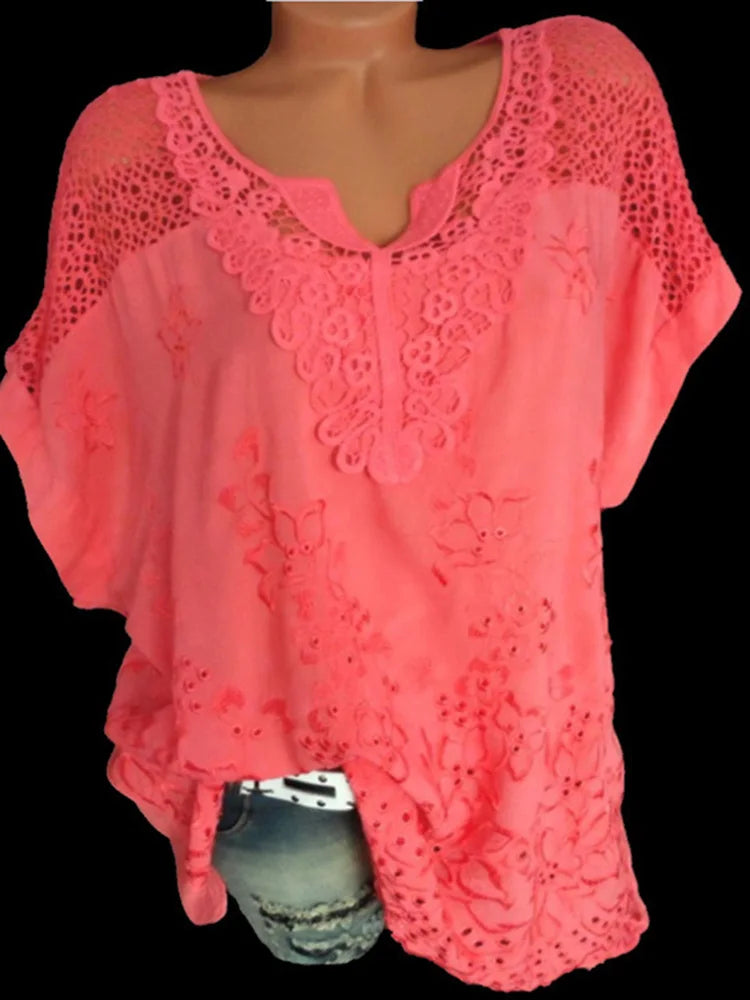 Short-Sleeved Lace  Blouses