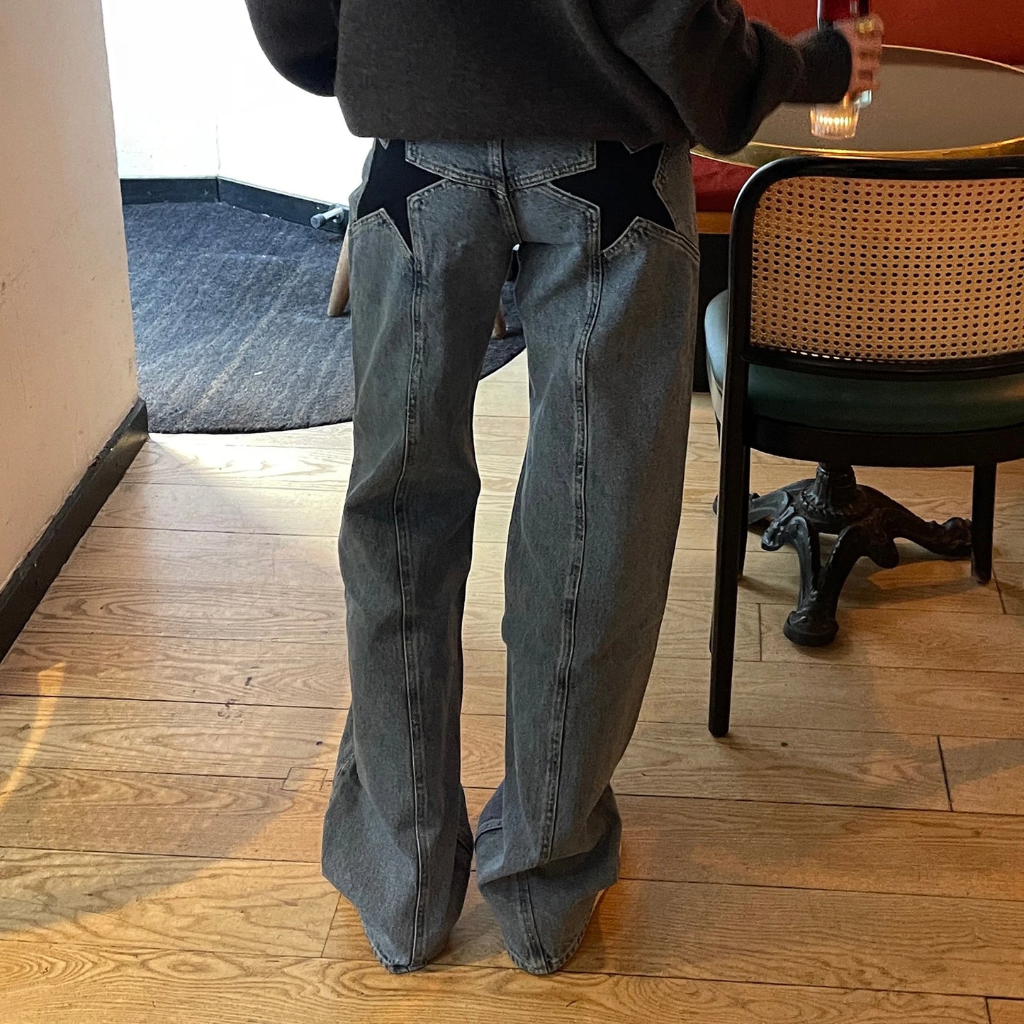 Straight Leg Denim Long Pants