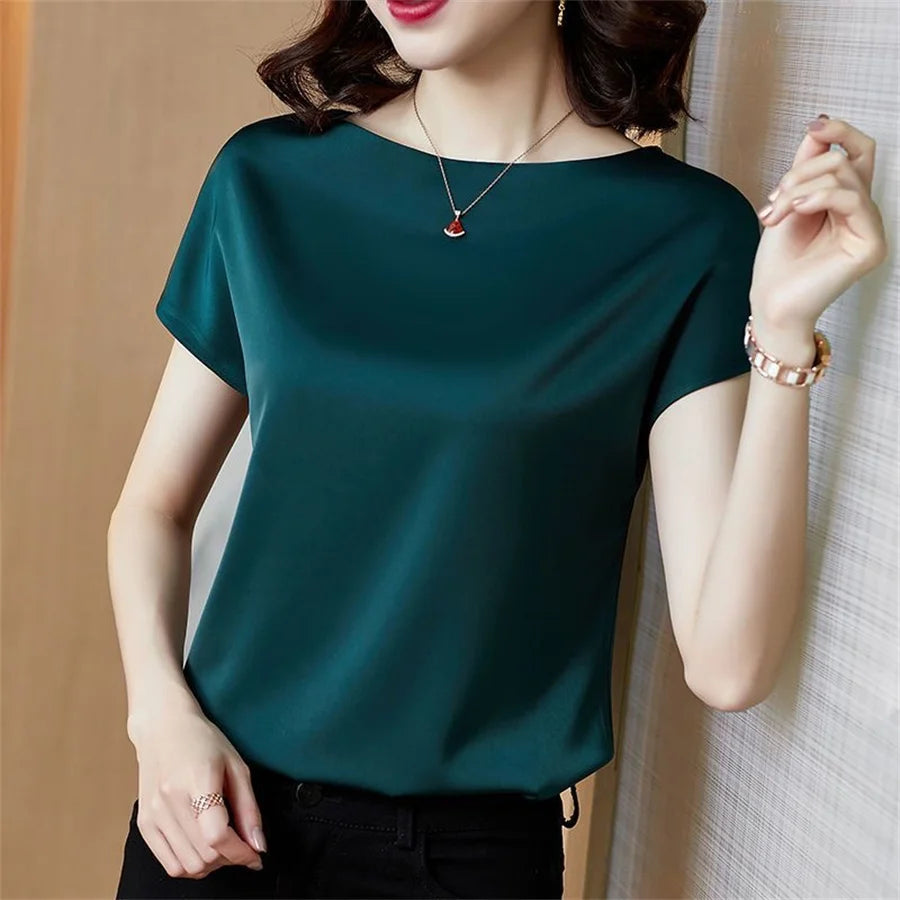 Short Sleeve O-Neck Blouses