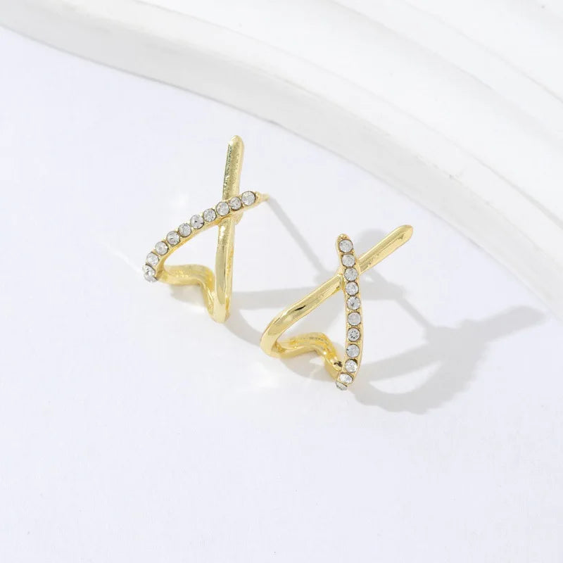 Gold Color Cross Stud Earrings