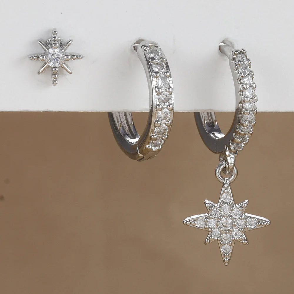 Round Star Drop Earrings