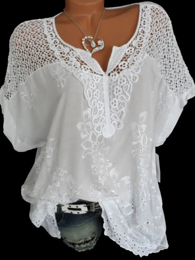 Short-Sleeved Lace  Blouses