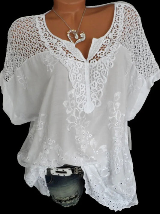 Short-Sleeved Lace  Blouses