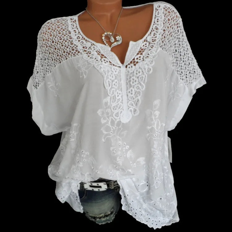 Short-Sleeved Lace  Blouses