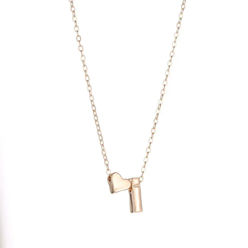 Heart Dainty Initial Necklace