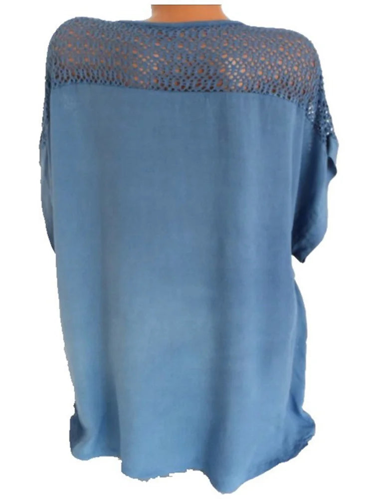 Short-Sleeved Lace  Blouses