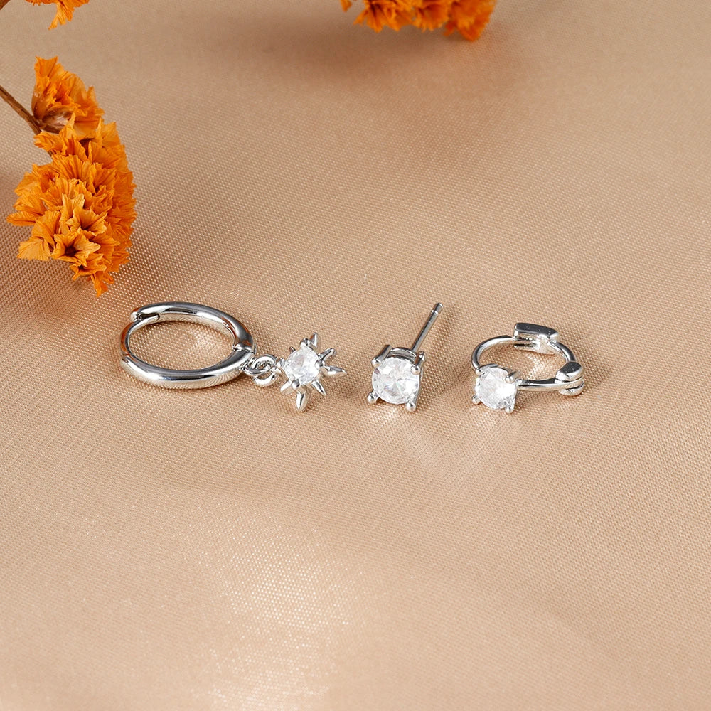 Round Star Drop Earrings