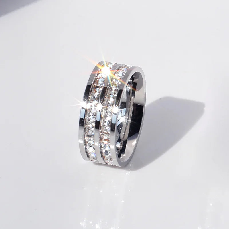 White Stones Wedding  Ring