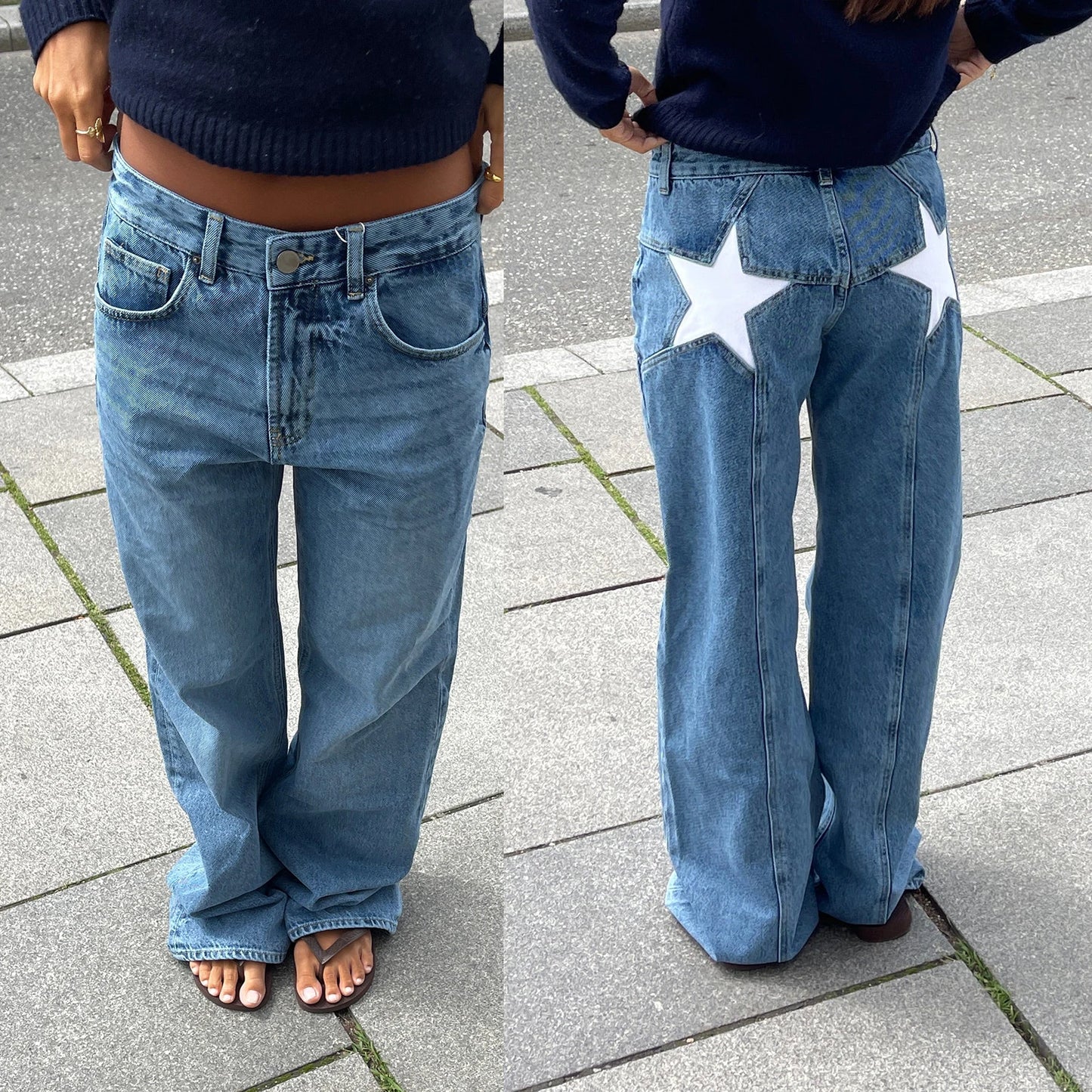 Straight Leg Denim Long Pants