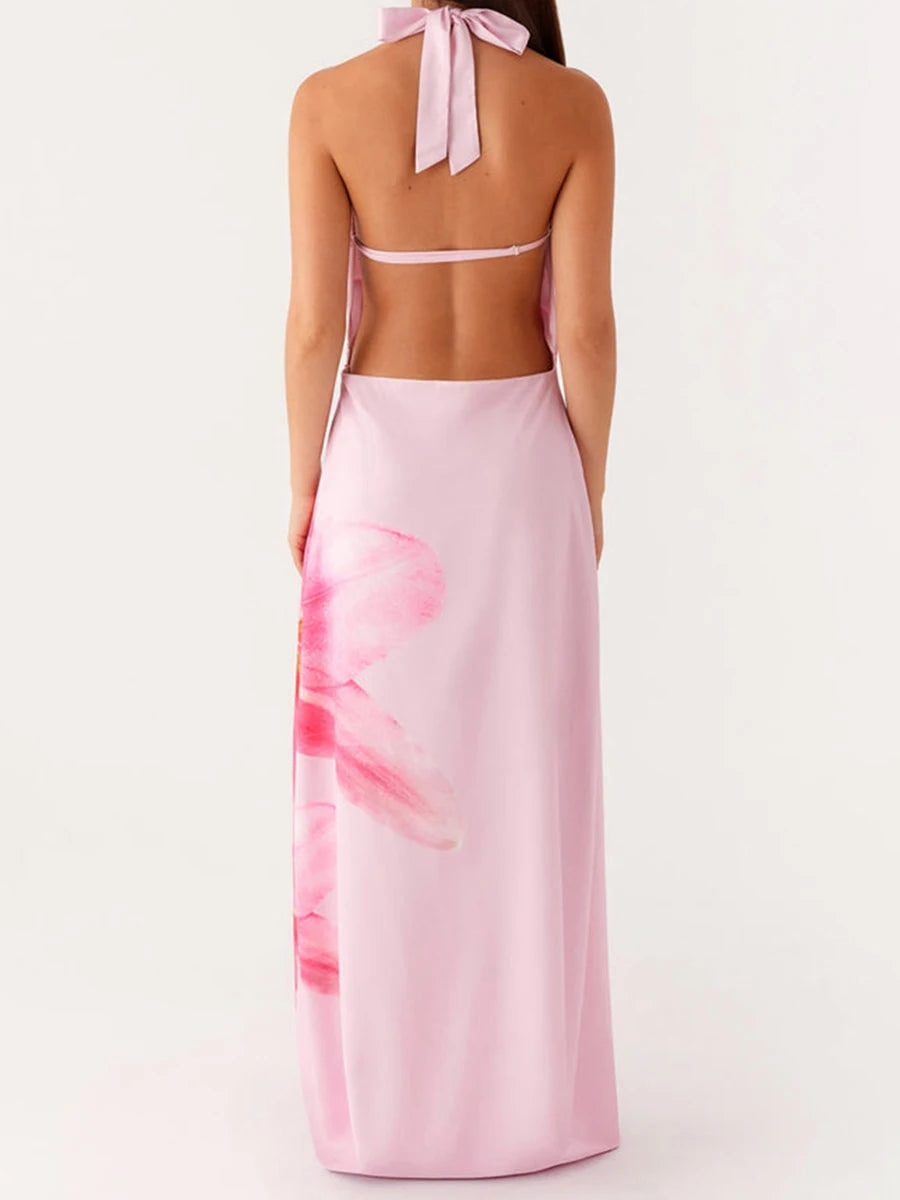 Elegant Floral Print  Maxi Dress