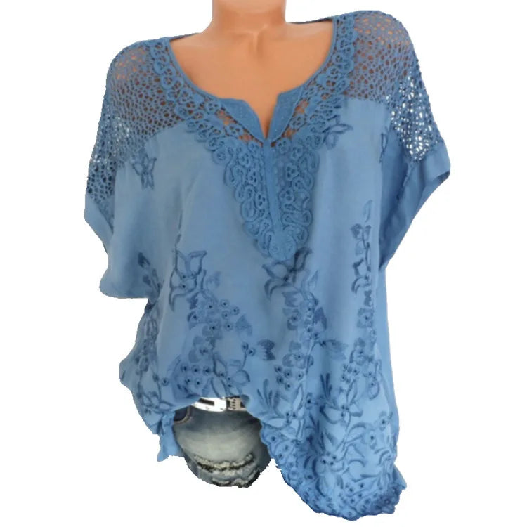 Short-Sleeved Lace  Blouses