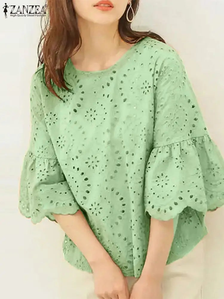 Sleeve Hollow Out Blouse