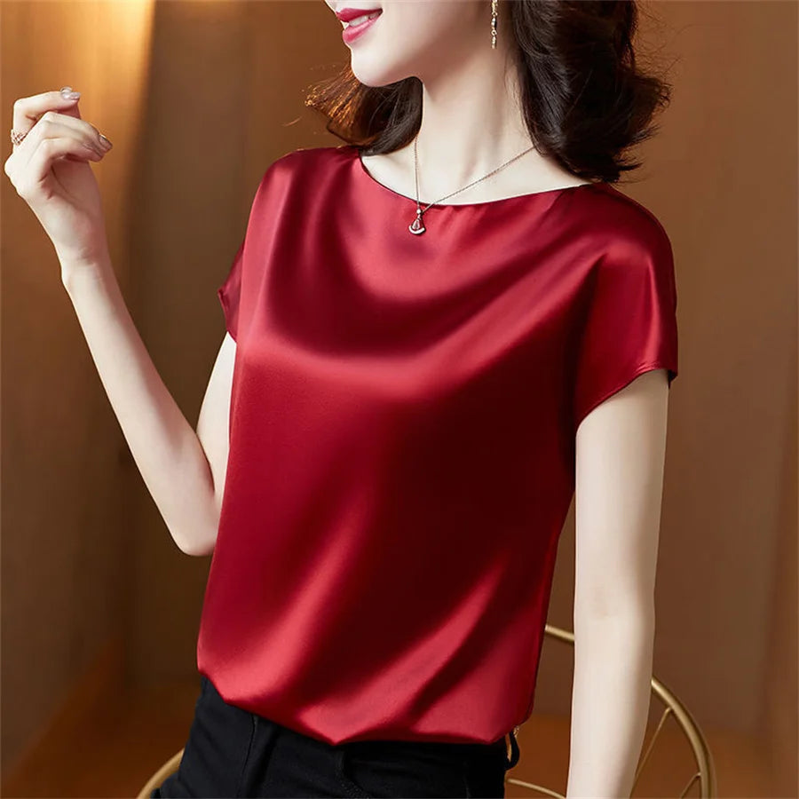 Short Sleeve O-Neck Blouses
