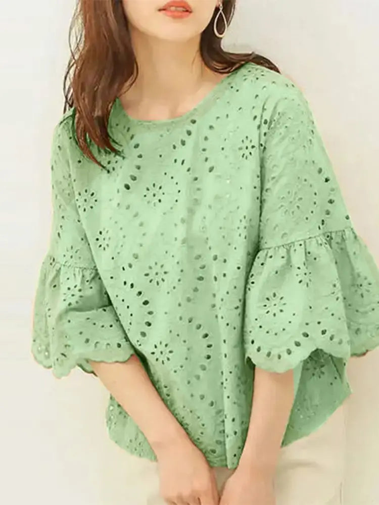 Sleeve Hollow Out Blouse