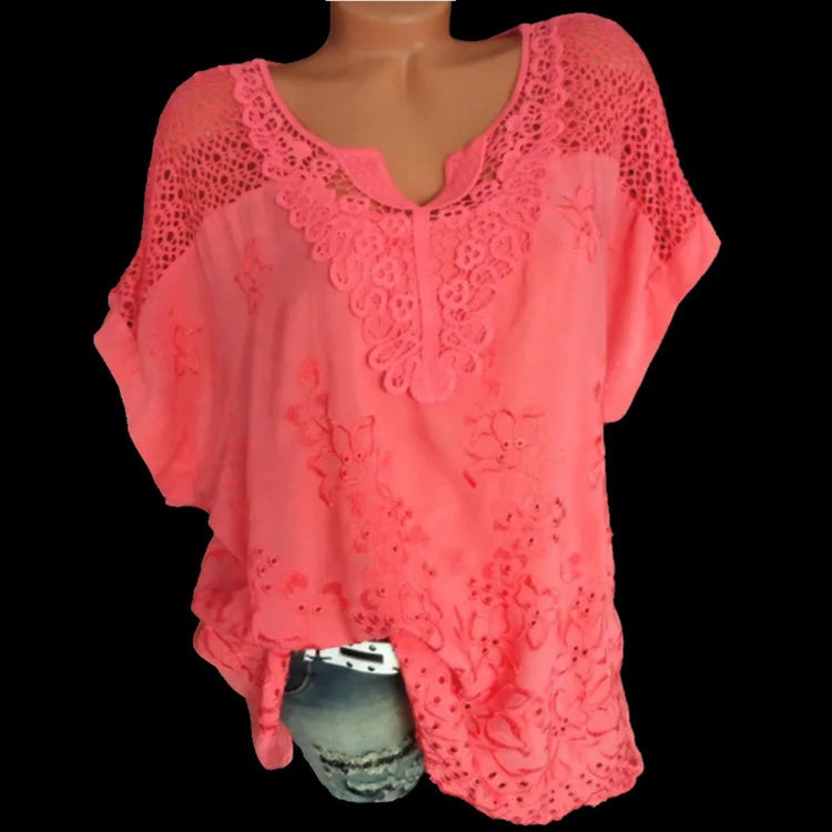 Short-Sleeved Lace  Blouses