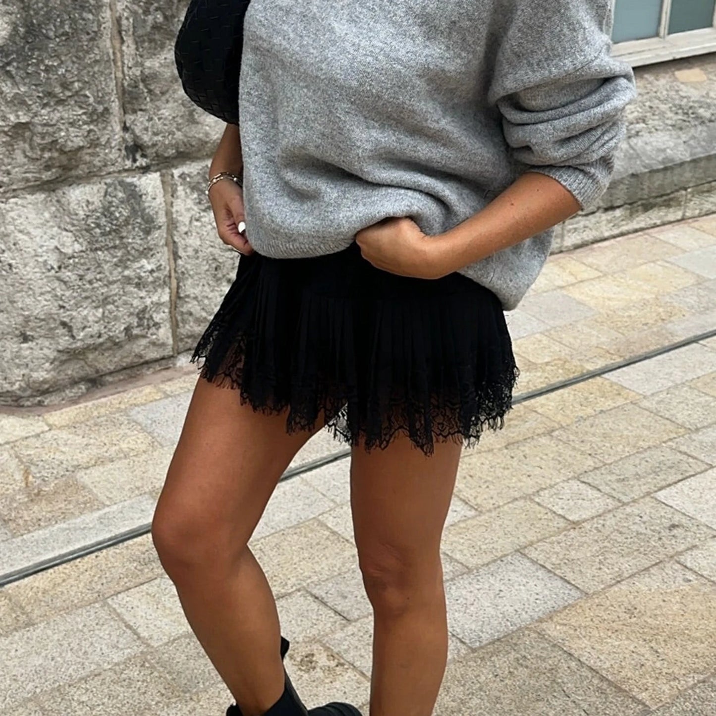 High Waist Pleated Mini Skirt