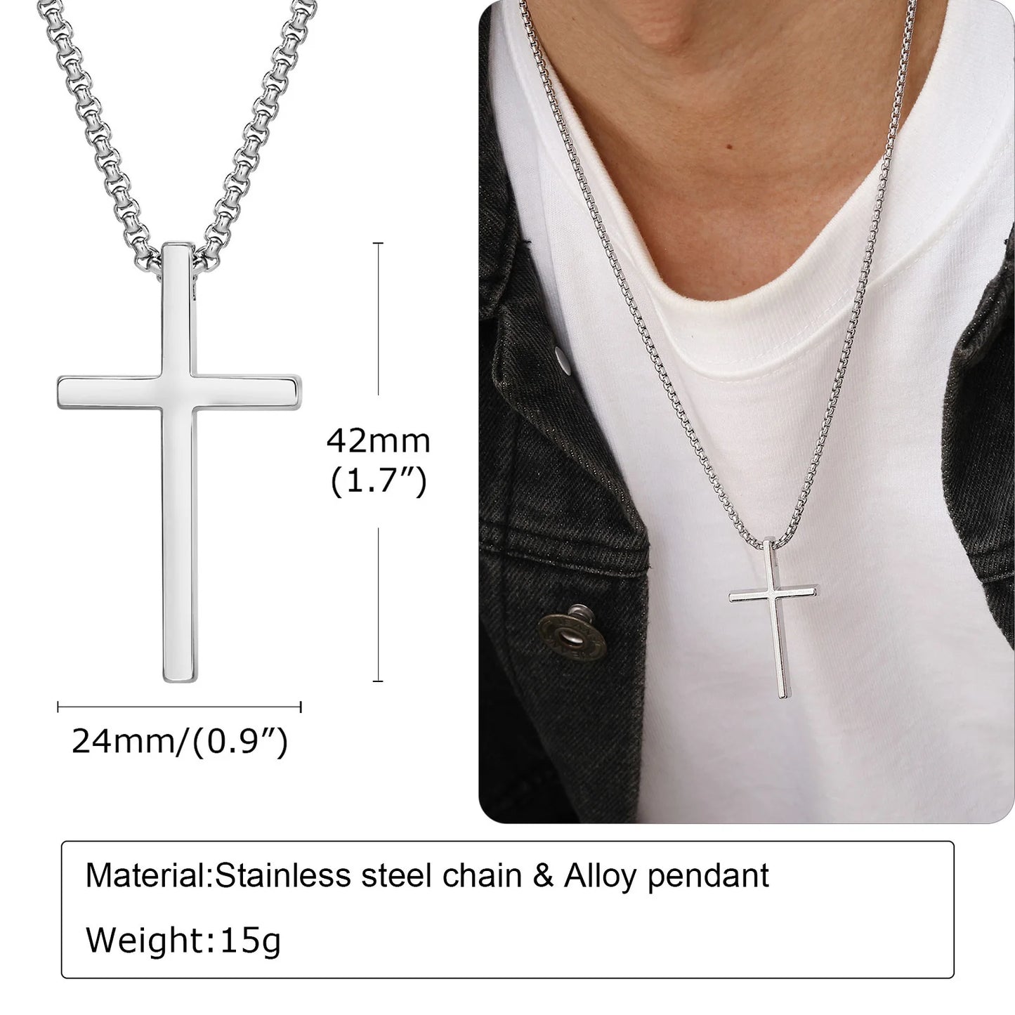 Vnox Cross Necklace for Men